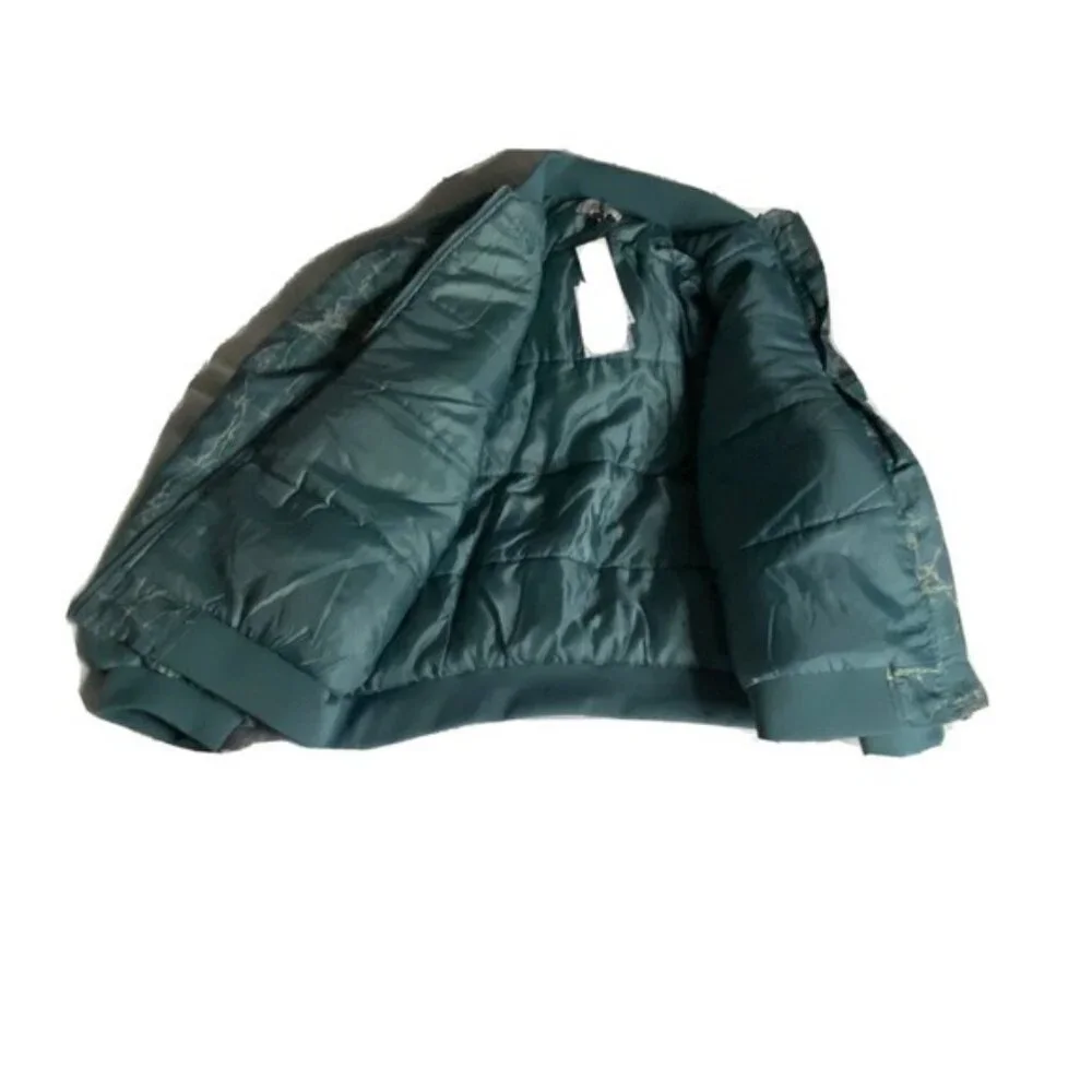 BDG Light Green Marble Print Puffer Bomber Jacket Size S - Picture 14 of 16